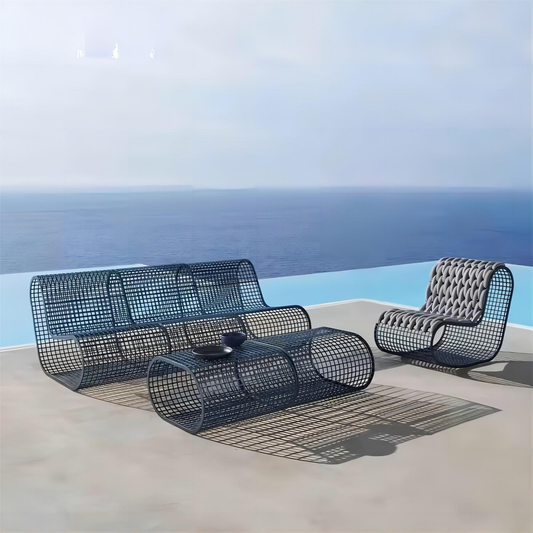 Aluminum Lounge Sofa Chair with Ottoman for Garden